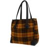Shopping bag Hermès  Victoria in tessuto di lana giallo nero e rosso e pelle nera - 00pp thumbnail