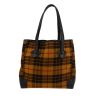 Shopping bag Hermès  Victoria in tessuto di lana giallo nero e rosso e pelle nera - 360 thumbnail