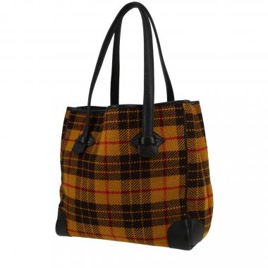 Sac cabas Hermès  Victoria en lainage jaune noir et rouge et cuir noir