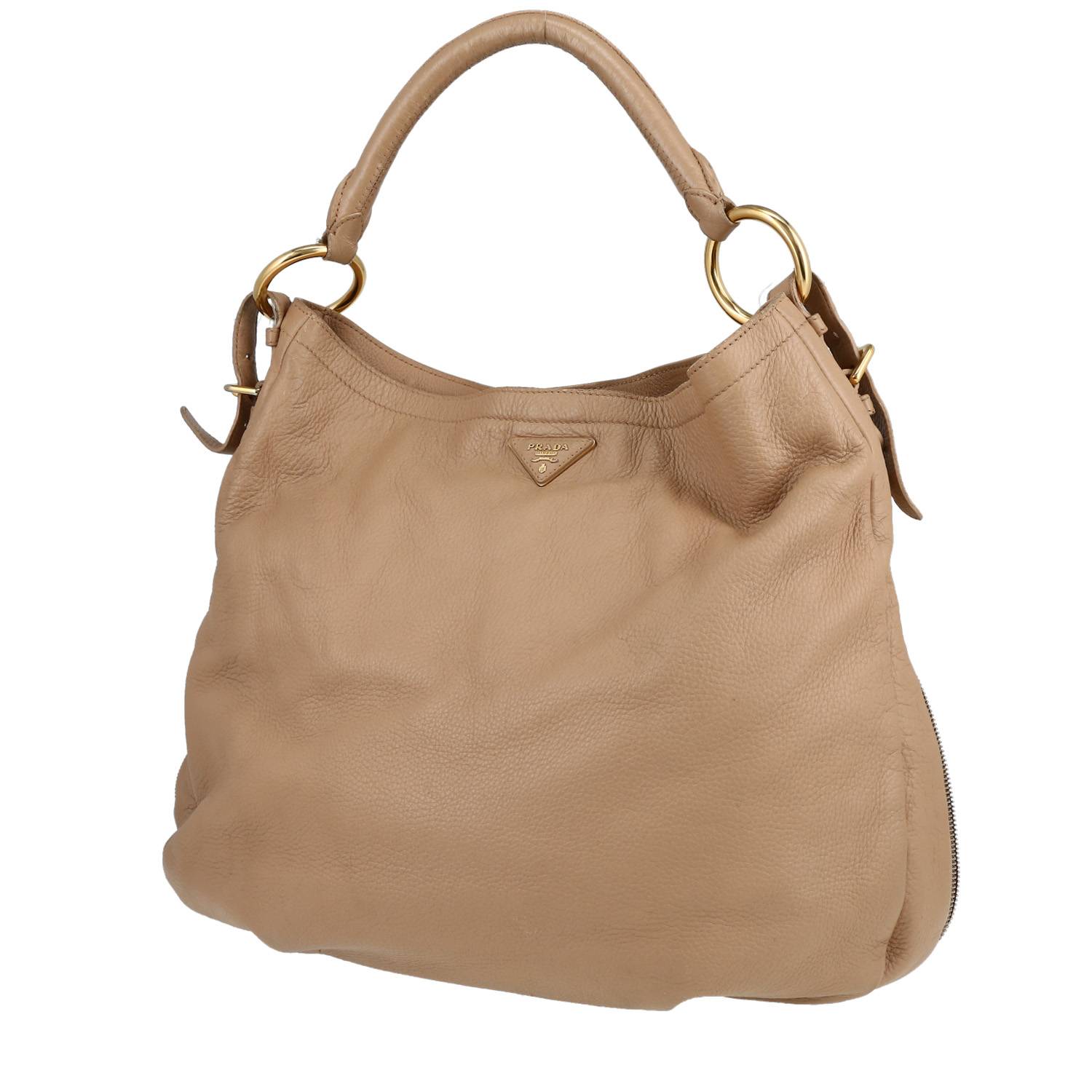 Prada handbag in beige grained leather