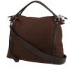 Louis Vuitton  Ixia handbag  in brown mahina leather  and smooth leather - 00pp thumbnail