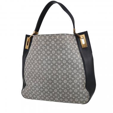 Bolso de mano Louis Vuitton   en lona de lino gris y cuero negro