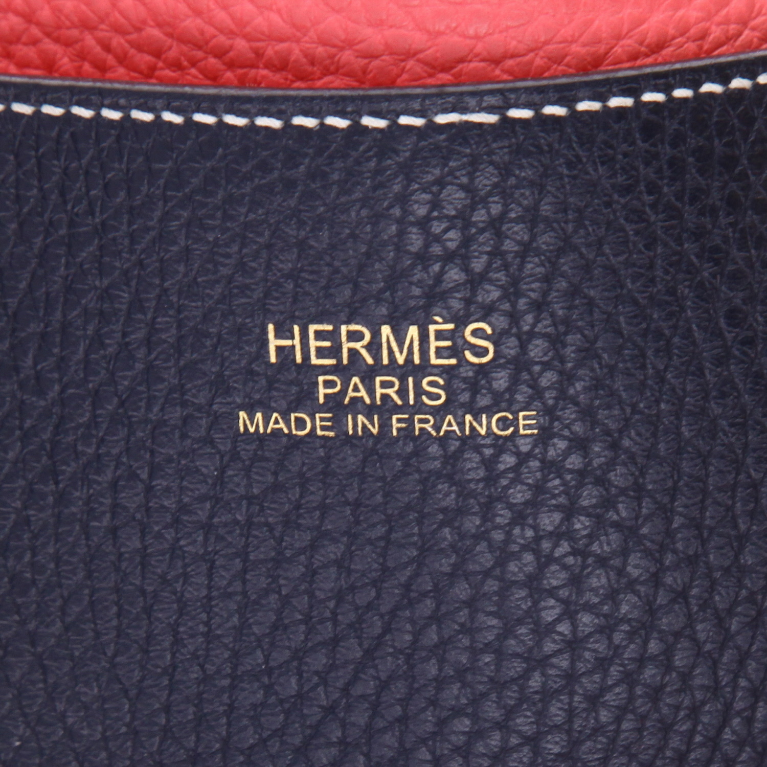 Shopping bag Hermès  Double Sens in pelle togo blu e rosa Jaipur - Detail D2