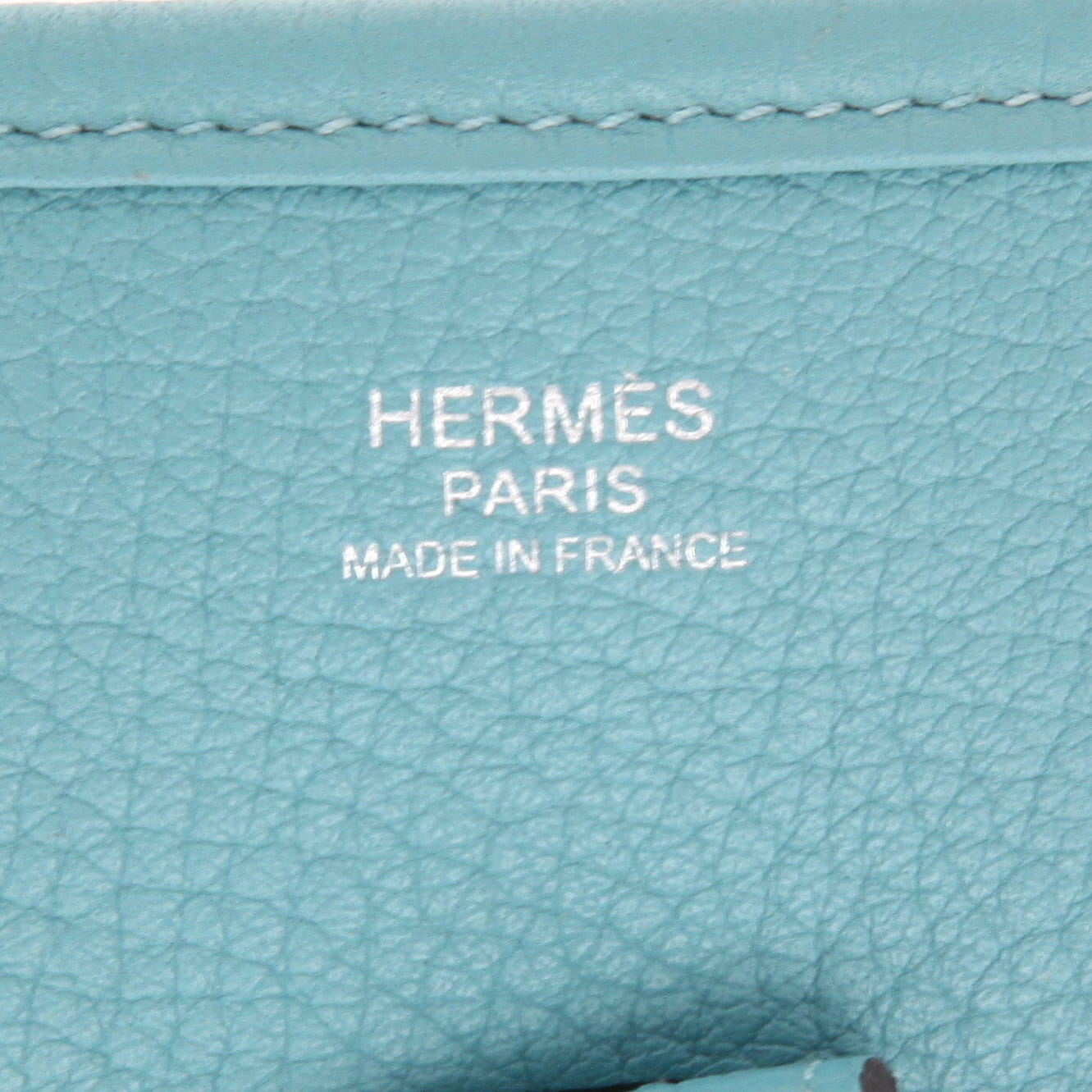 Bolso bandolera Hermès  Evelyne 29 cm en cuero togo azul - Detail D2