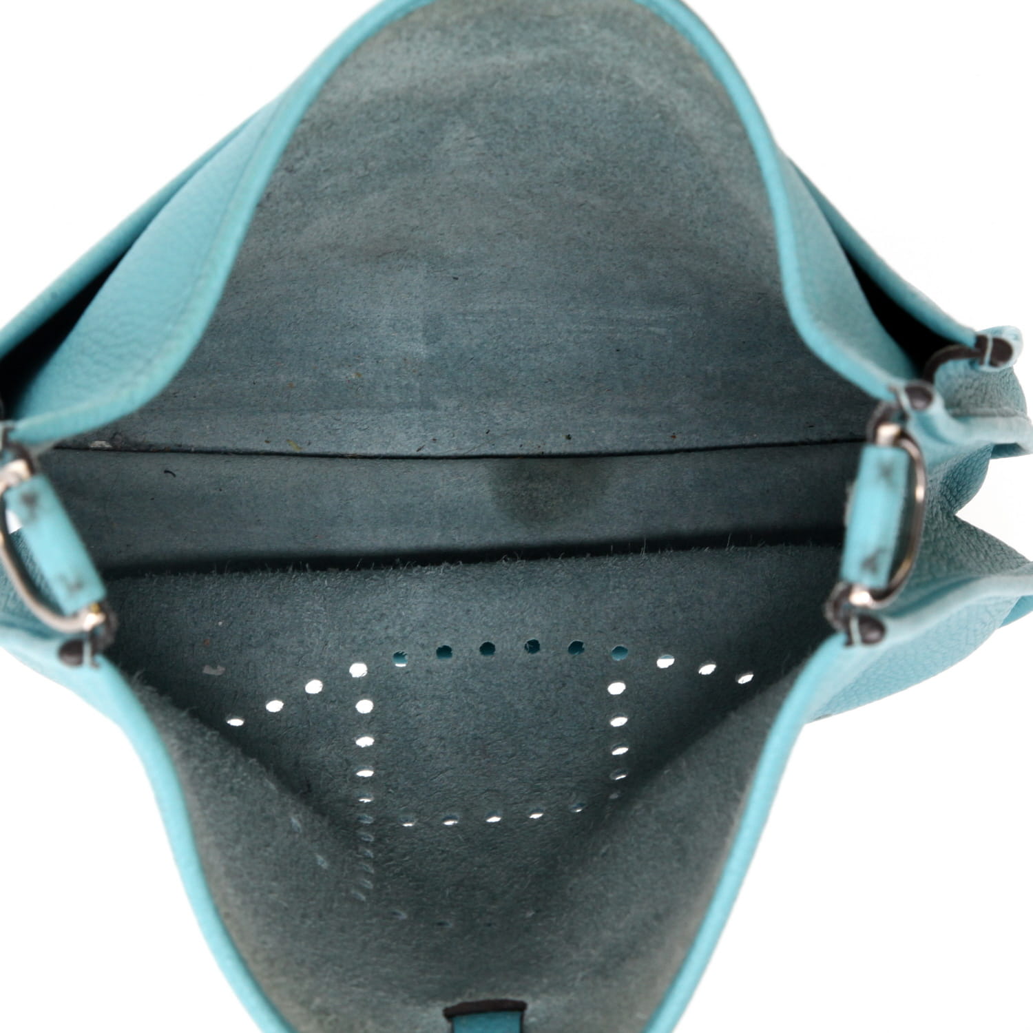 Sac bandoulière Hermès  Evelyne III en cuir togo bleu-jean - Detail D3