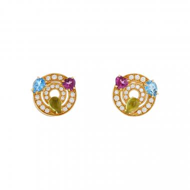 Pendientes Bulgari Astrale de oro amarillo, diamantes y piedras de colores