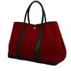 Sac cabas Hermès  Garden en laine rouge et cuir noir - 00pp thumbnail