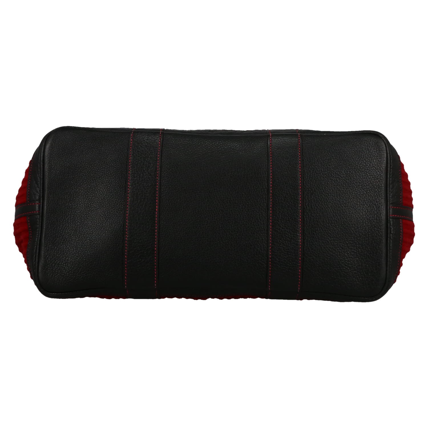 Sac cabas Hermès  Garden Party 36 cm en laine rouge et cuir noir - Detail D1