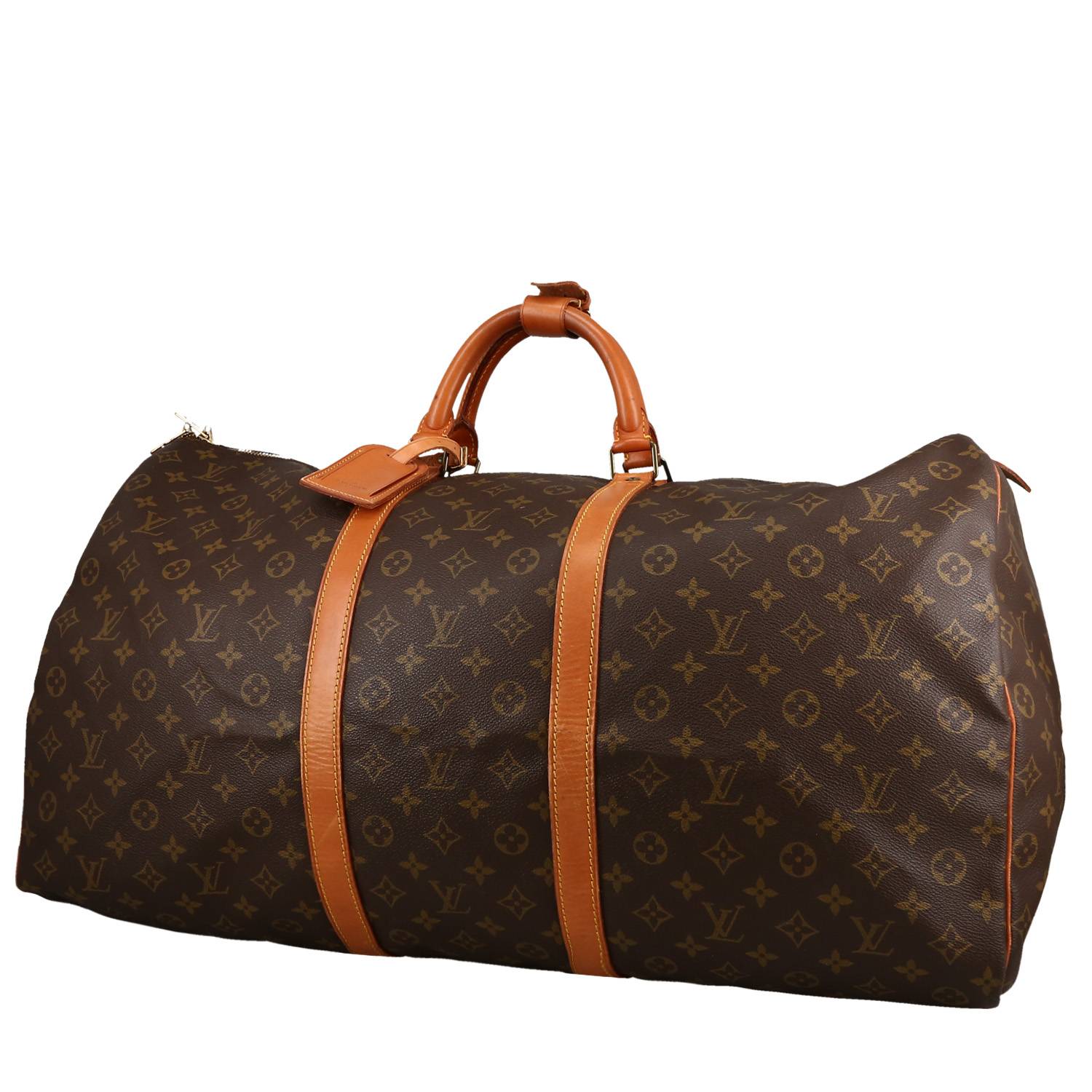 Louis Vuitton Keepall 60 cm Travel Bag in Brown Monogram Canvas and