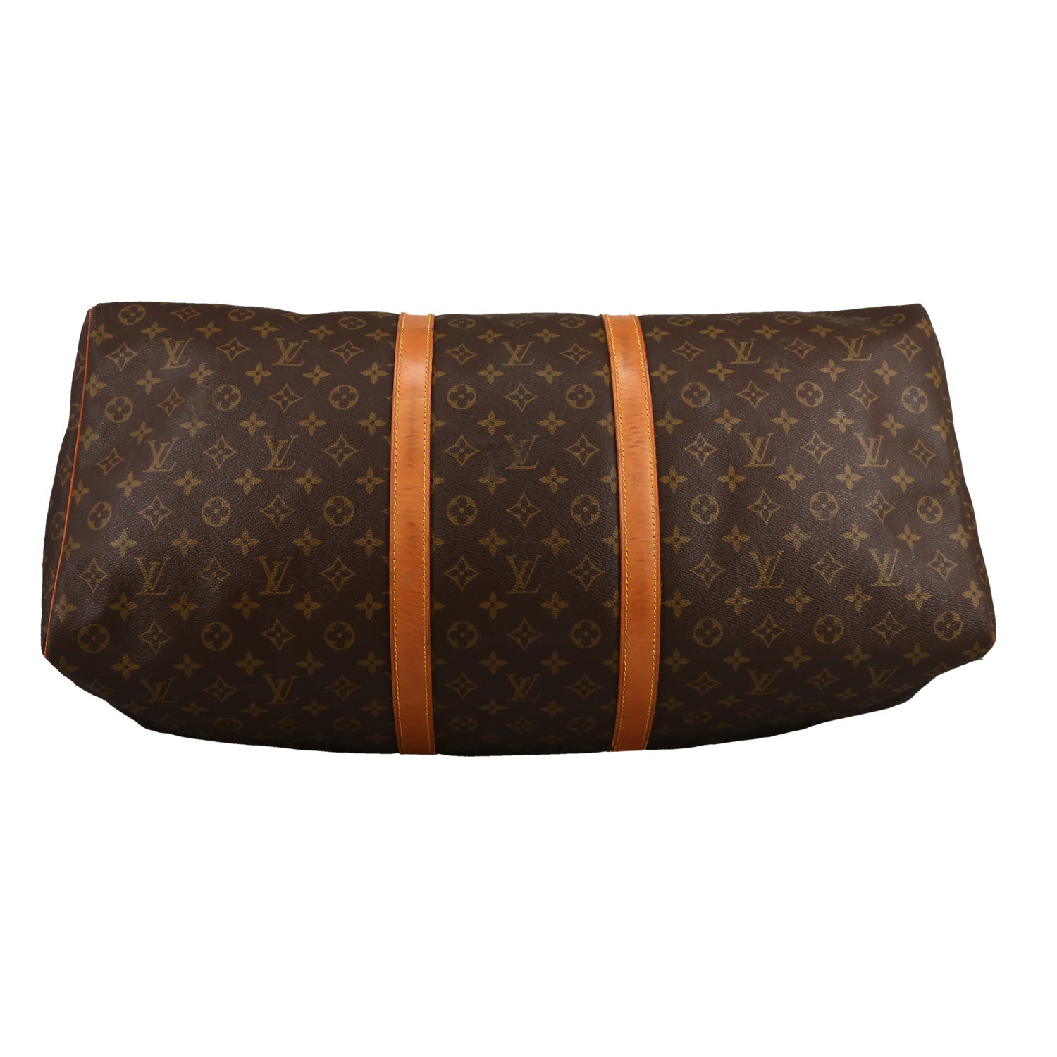 Bolsa de viaje Louis Vuitton  Keepall 60 en lona Monogram marrón y cuero natural - Detail D1