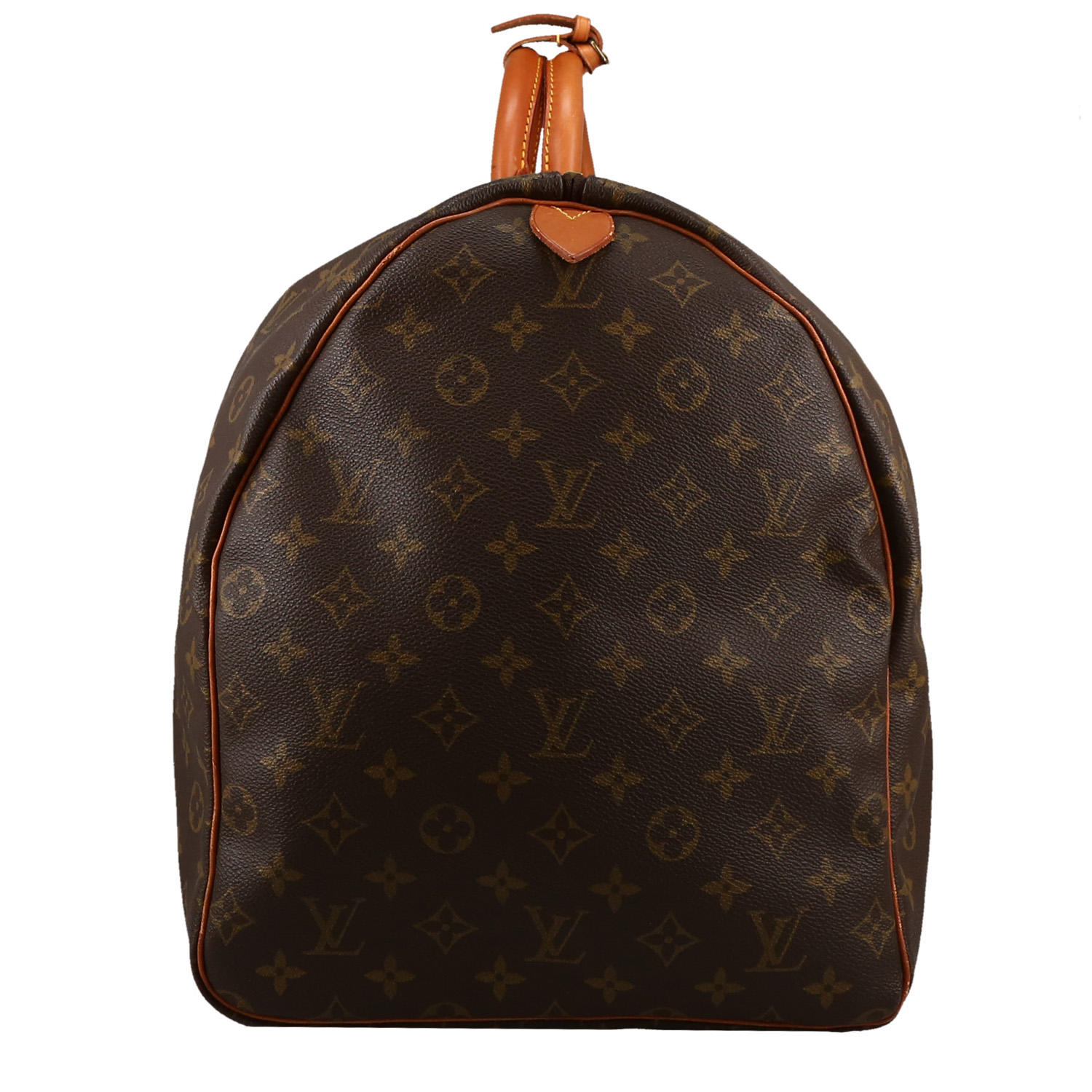 Sac de voyage Louis Vuitton  Keepall 60 en toile monogram marron et cuir naturel - Detail D5