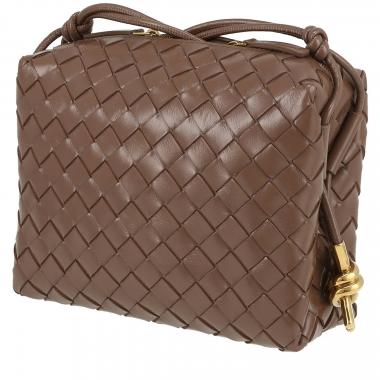 Borsa a tracolla Bottega Veneta  Loop modello piccolo  in pelle intrecciata marrone