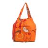 Hermès  Silky Pop - Shop Bag shopping bag  in orange printed canvas  and brown togo leather - 360 thumbnail