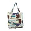 Hermès  Silky Pop - Shop Bag shopping bag  in white printed canvas  and blue togo leather - 360 thumbnail