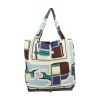 Sac cabas Hermès  Silky Pop - Shop Bag en toile imprimée blanche et cuir togo bleu - 360 thumbnail