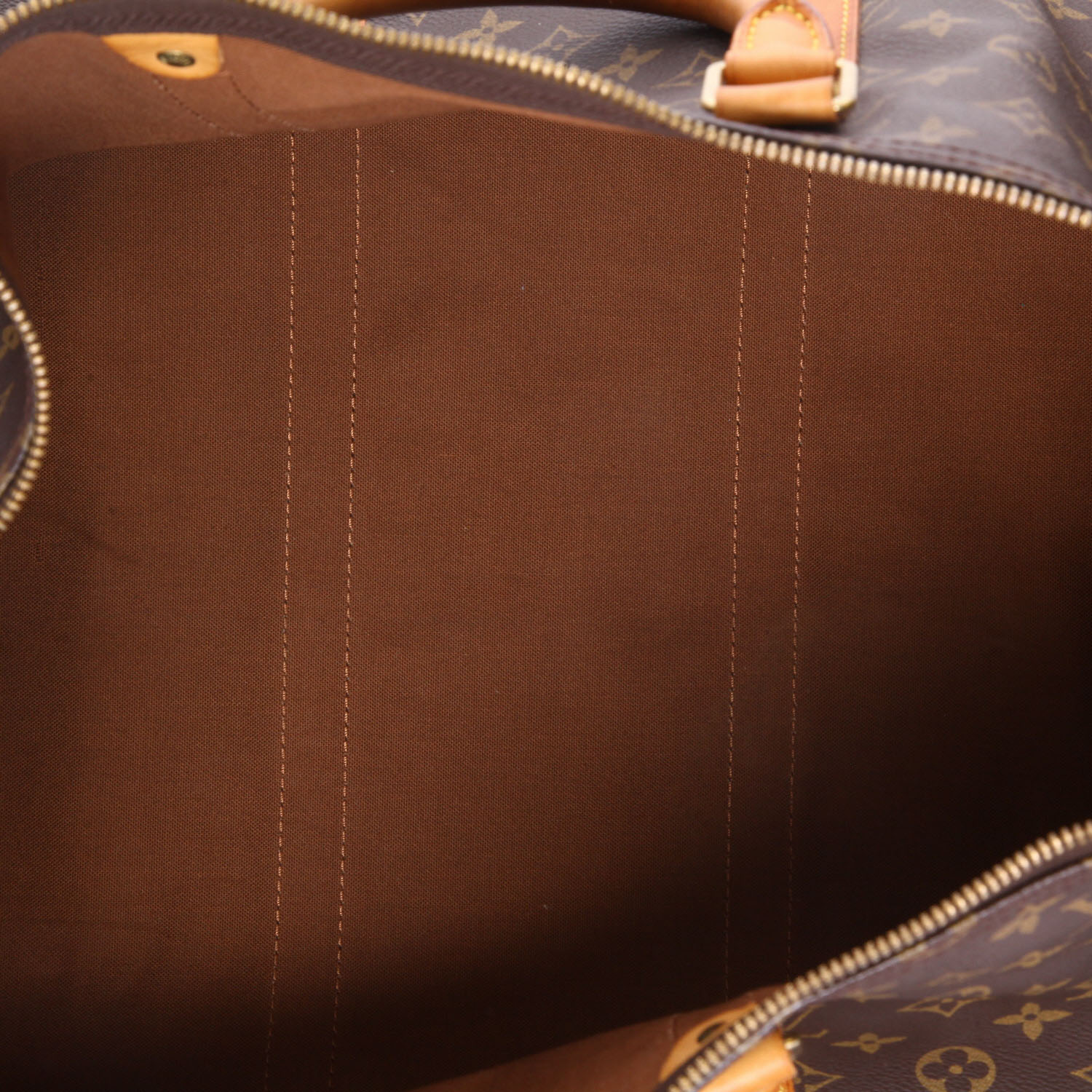 Sac de voyage Louis Vuitton  Keepall 55 en toile monogram marron et cuir naturel - Detail D3