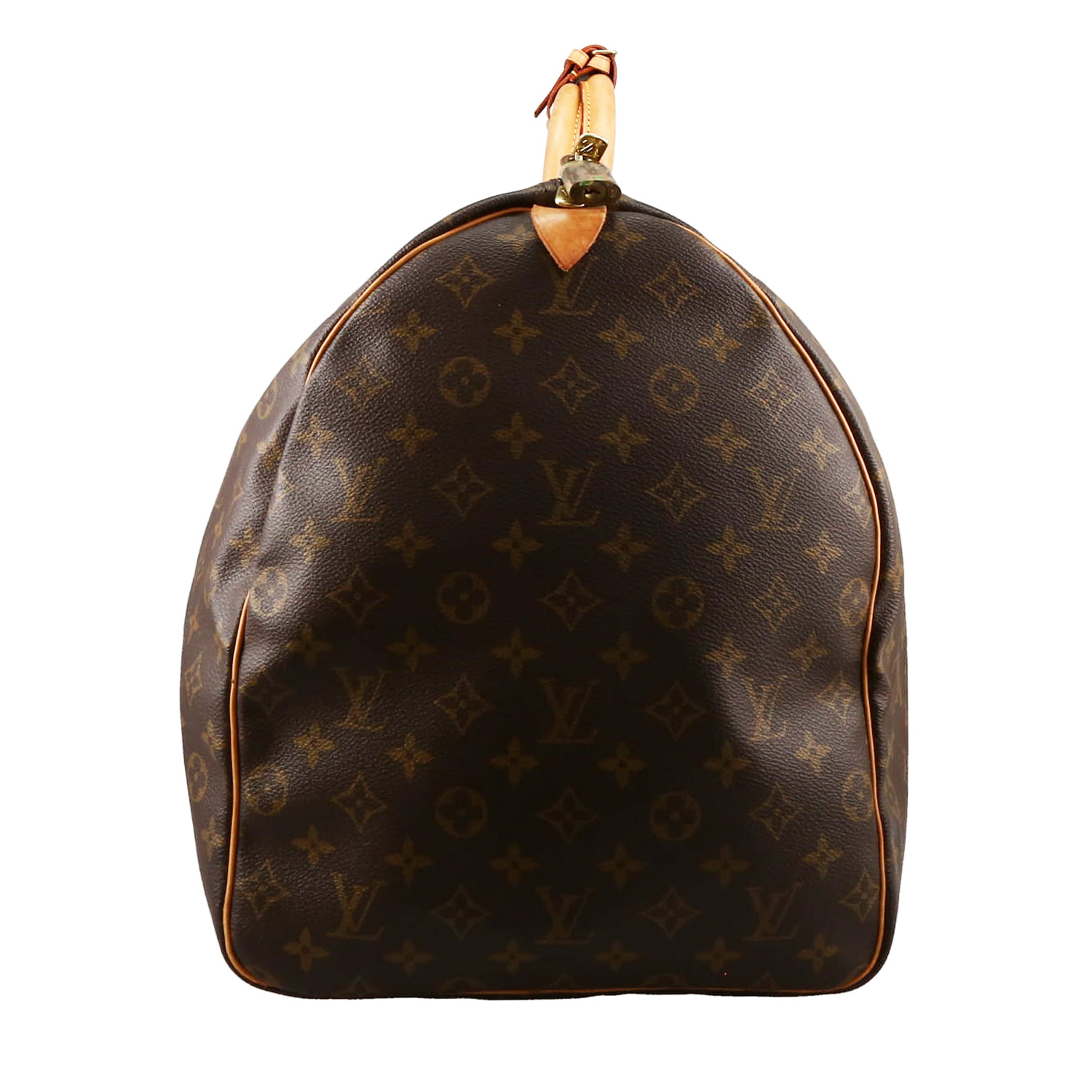 Louis Vuitton  Keepall 60 travel bag  in brown monogram canvas  and natural leather - Detail D5