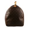 Borsa da viaggio Louis Vuitton  Keepall 60 in tela monogram marrone e pelle naturale - Detail D5 thumbnail