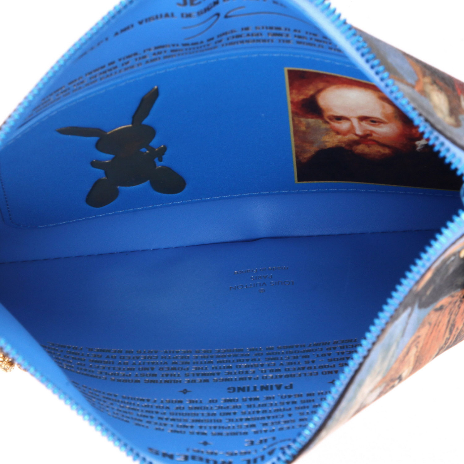 Pochette Louis Vuitton  Editions Limitées Jeff Koons Rubens in tela con stampa beige e pelle blu - Detail D3