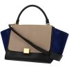 Celine  Trapeze medium model  handbag  in beige and black leather  and blue suede - 00pp thumbnail