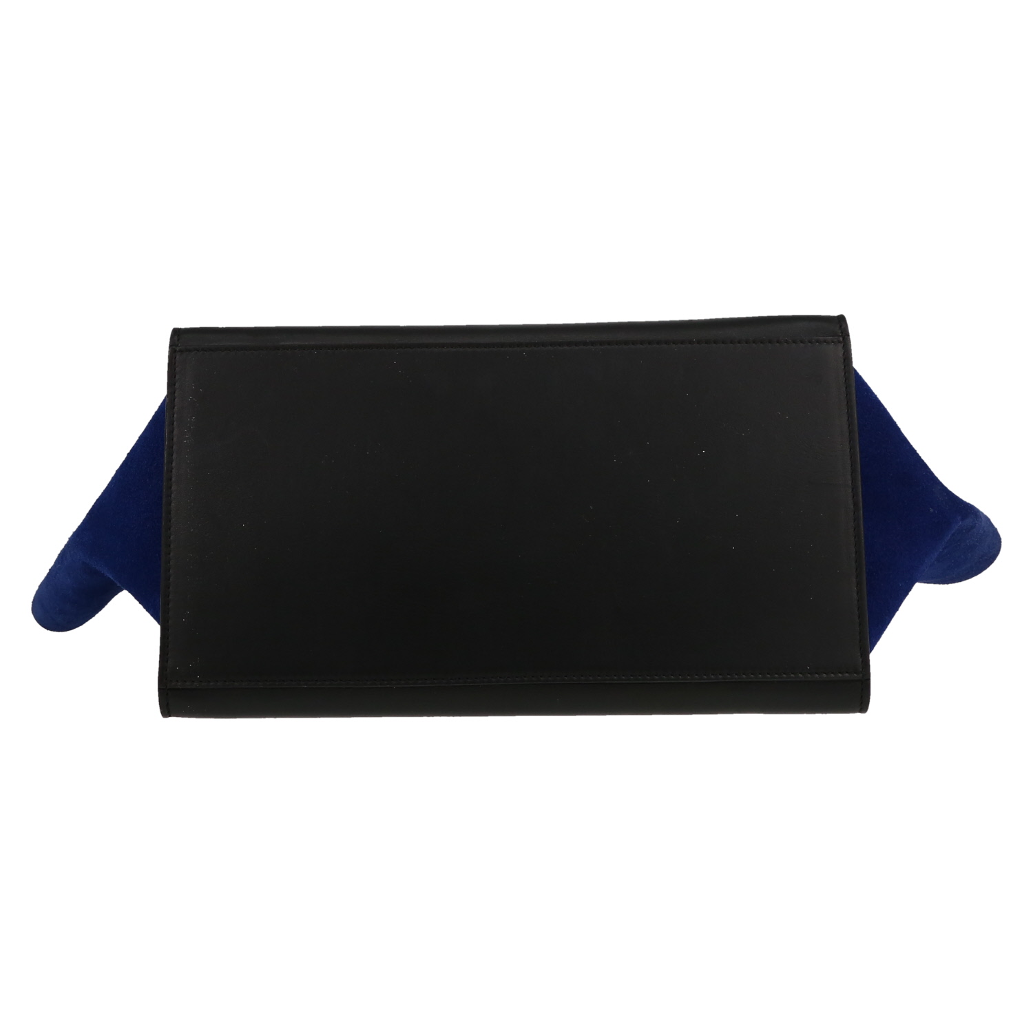 Celine  Trapeze medium model  handbag  in beige and black leather  and blue suede - Detail D1