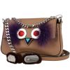 Fendi   shoulder bag  in beige leather  and purple synthetic furr - 00pp thumbnail