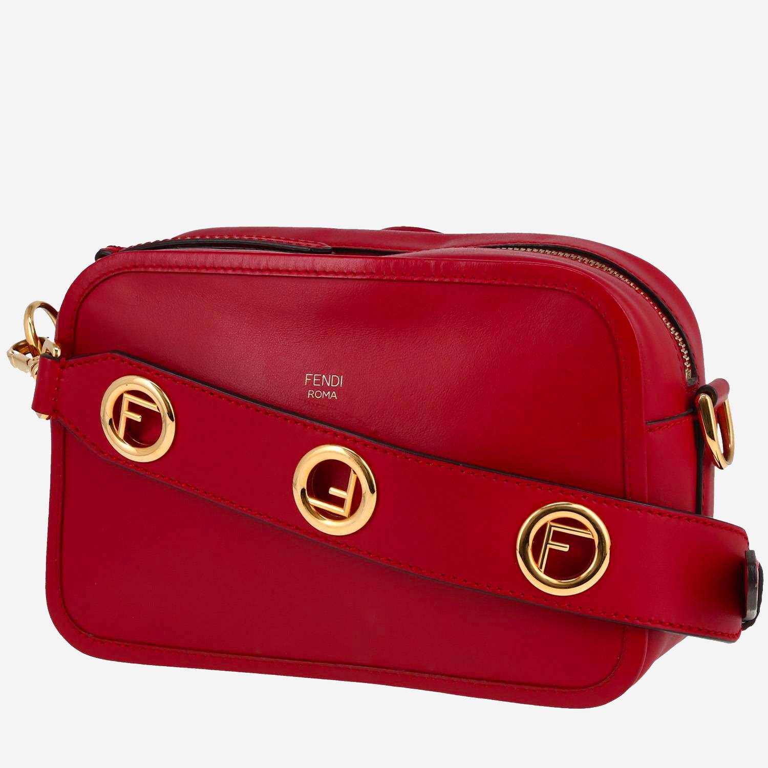 Borsa a tracolla Fendi  Camera Case in pelle rossa