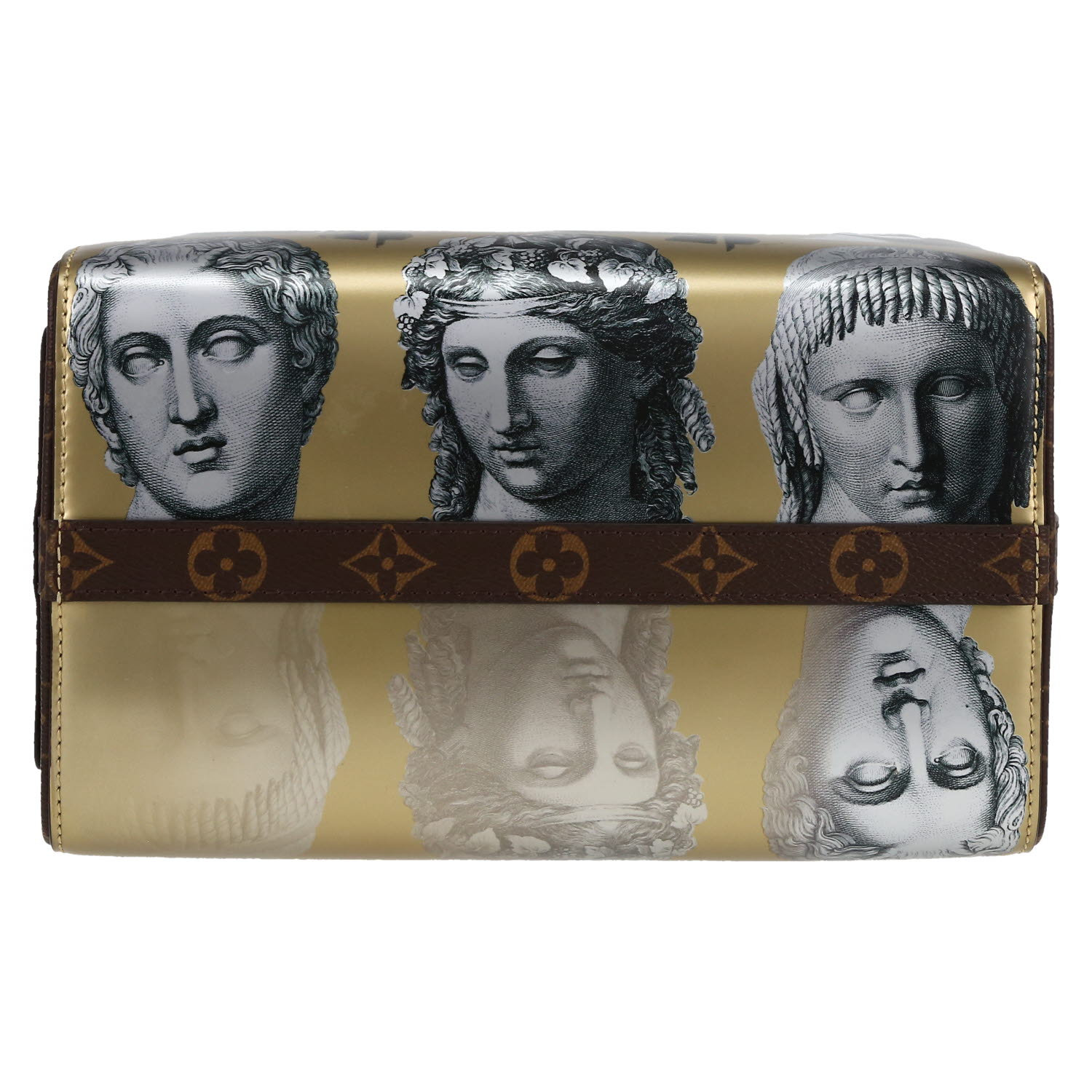 Borsa Louis Vuitton  Speedy 25 in pelle verniciata dorata e argento e tela monogram cerata marrone - Detail D1