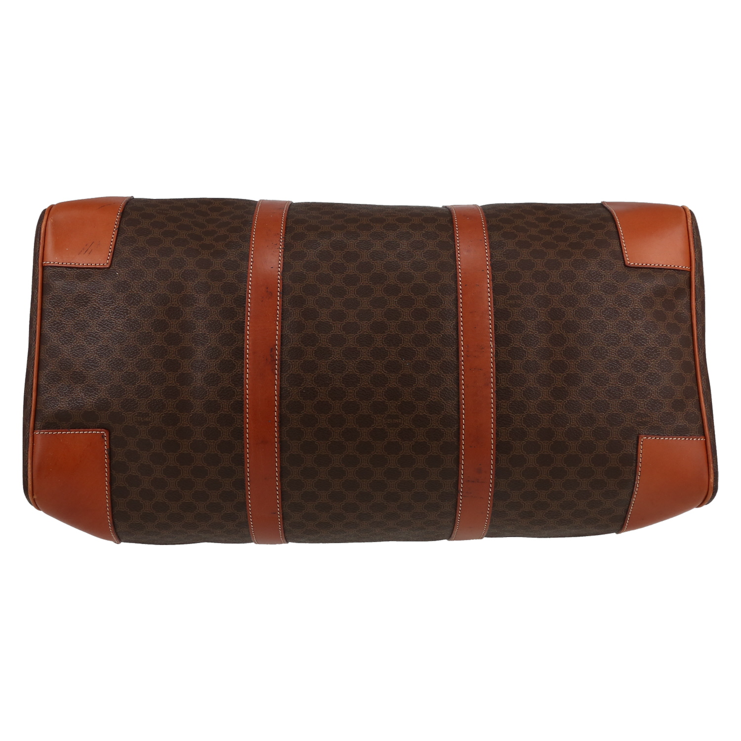 Bolsa de viaje Celine  Vintage en lona monogram marrón y cuero marrón - Detail D4
