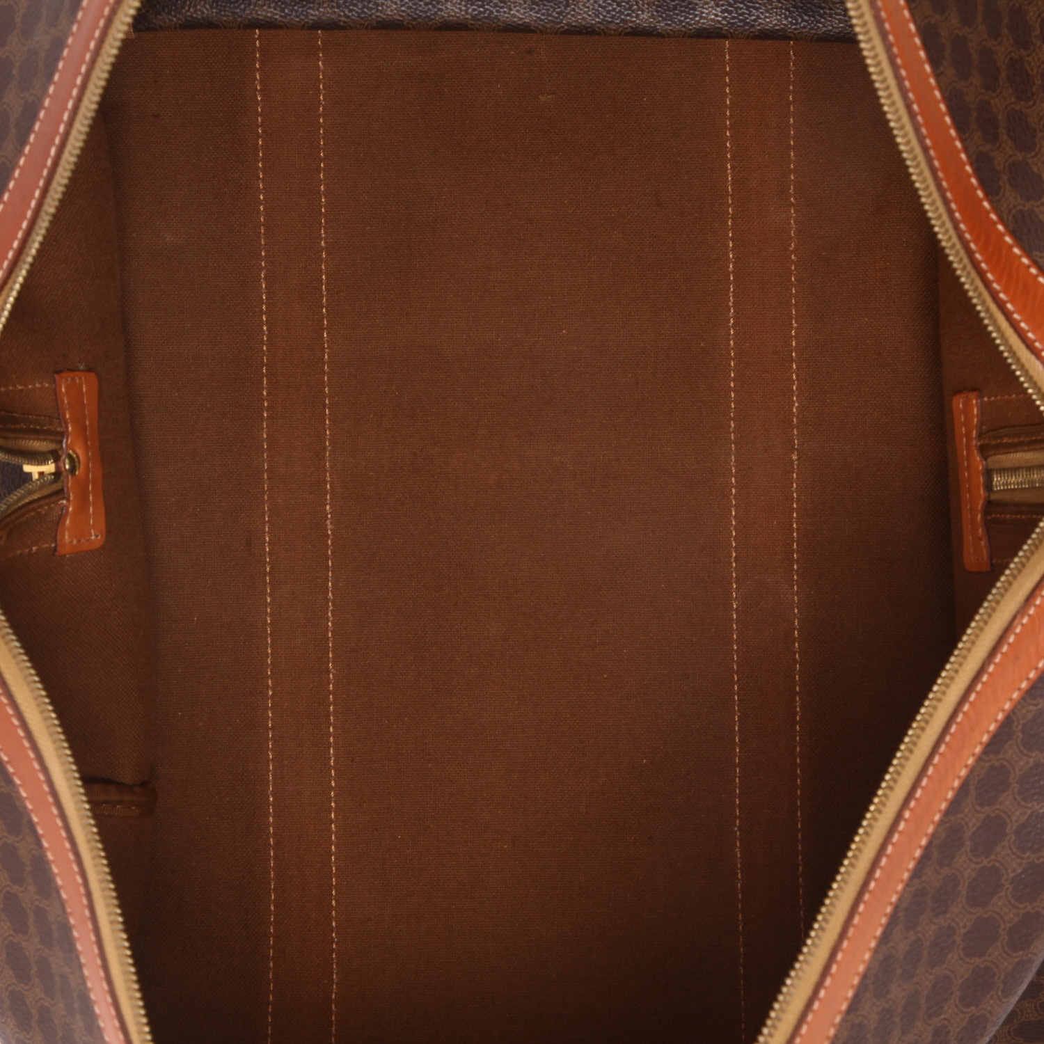 Bolsa de viaje Celine  Vintage en lona monogram marrón y cuero marrón - Detail D7