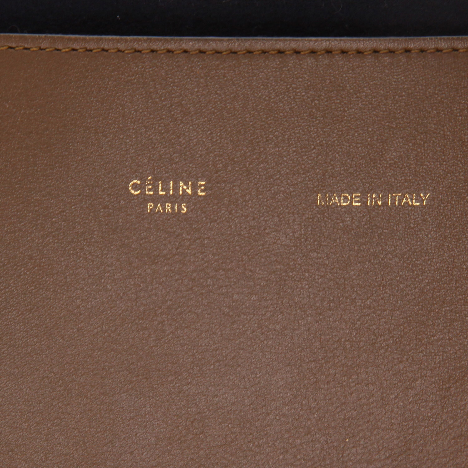 Celine   shopping bag  in brown and yellow leather - Detail D2