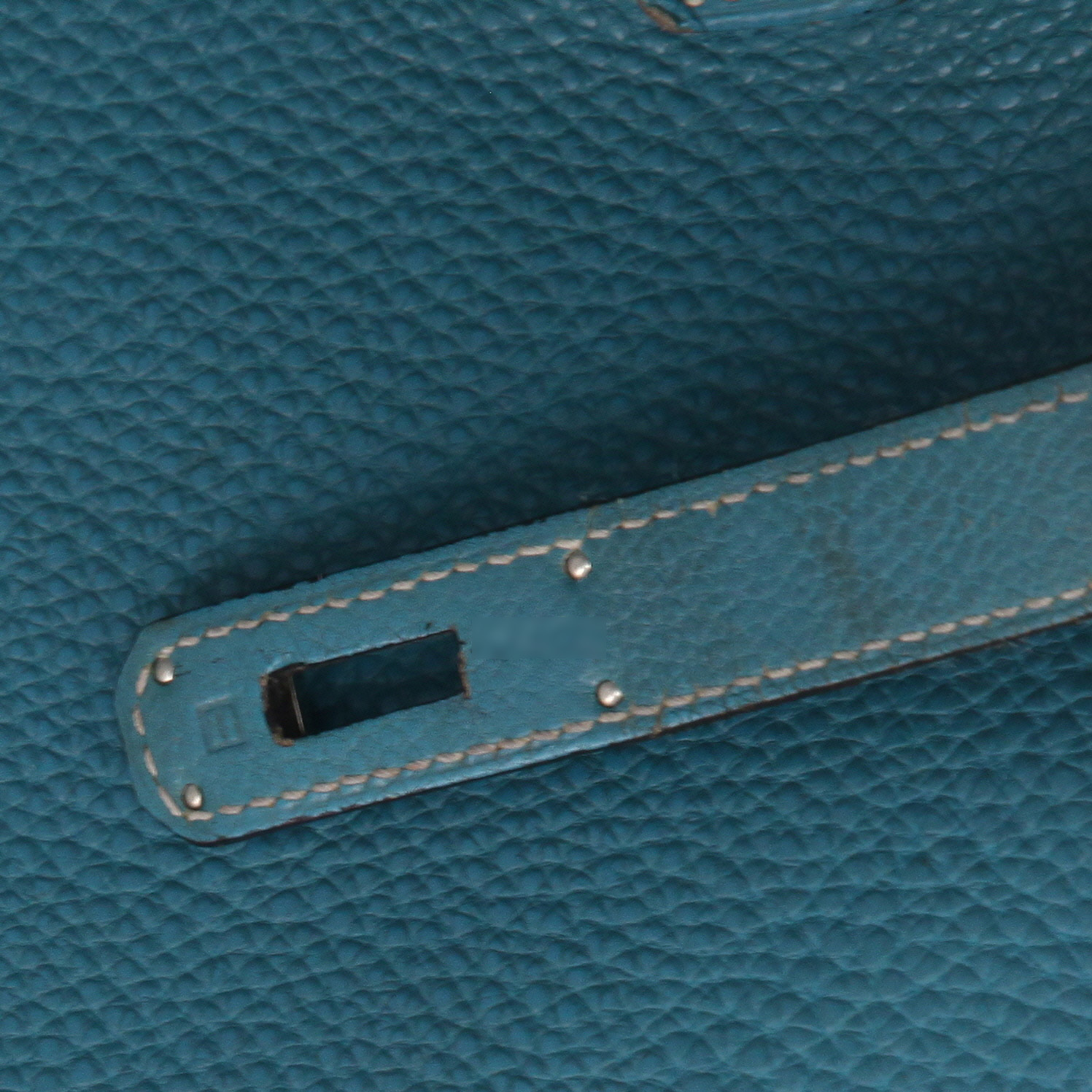 Bolso de mano Hermès  Birkin 40 cm en cuero togo azul - Detail D3