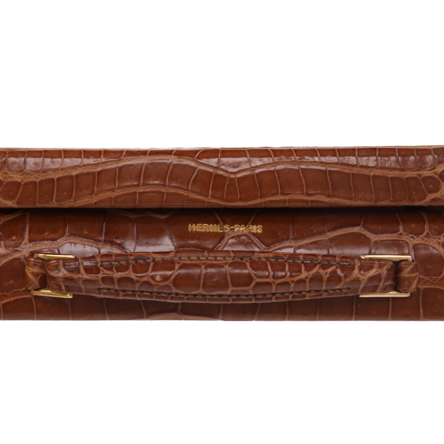 Porta-documentos Hermès  Jet en cocodrilo porosus marrón - Detail D2