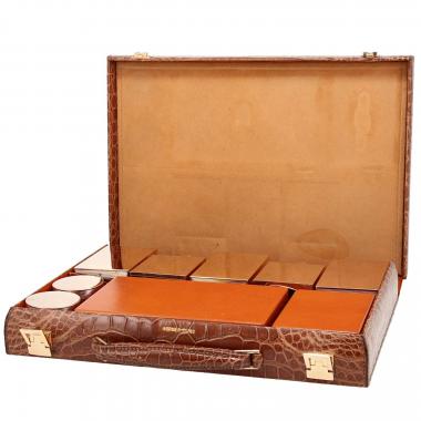 Malette Hermès  Jet en crocodile porosus marron