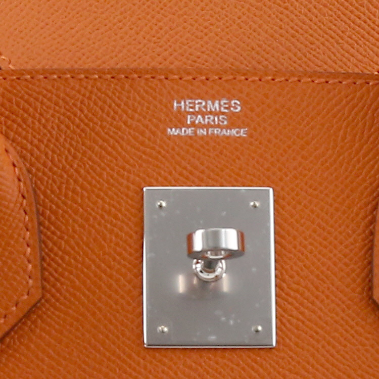 Borsa Hermès  Birkin 30 cm in pelle Epsom arancione Potiron - Detail D2