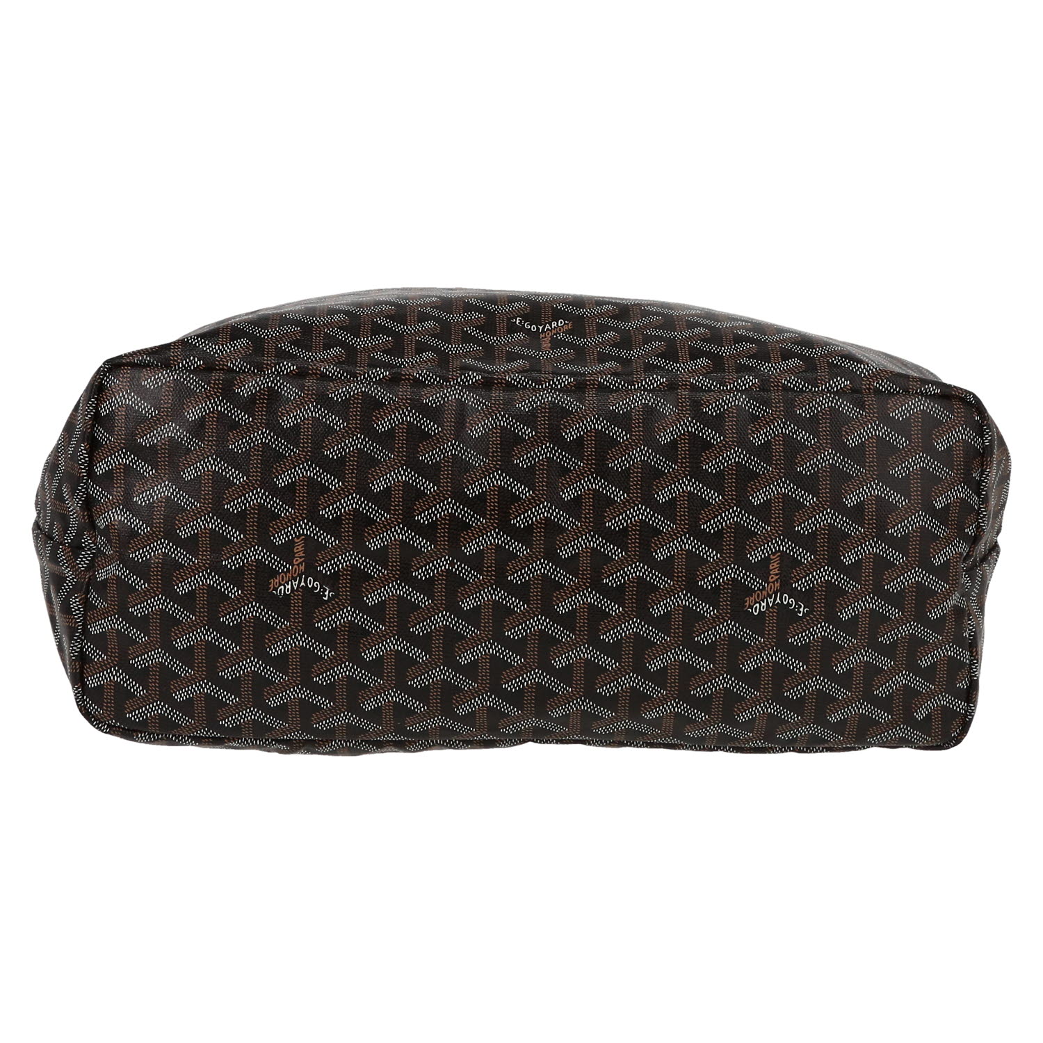 Shopping bag Goyard  Saint-Louis in tela Goyardine nera e pelle marrone - Detail D1