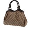 Gucci   handbag  in beige and brown logo canvas  and brown leather - 00pp thumbnail