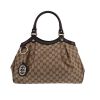 Gucci   handbag  in beige and brown logo canvas  and brown leather - 360 thumbnail