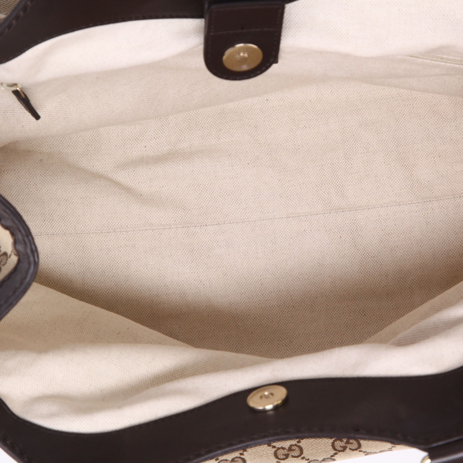 Bolso de mano Gucci   en lona monogram beige y marrón y cuero marrón - Detail D3