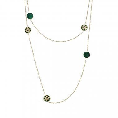Collana lunga Dior Rose des vents in oro giallo, malachite e diamanti