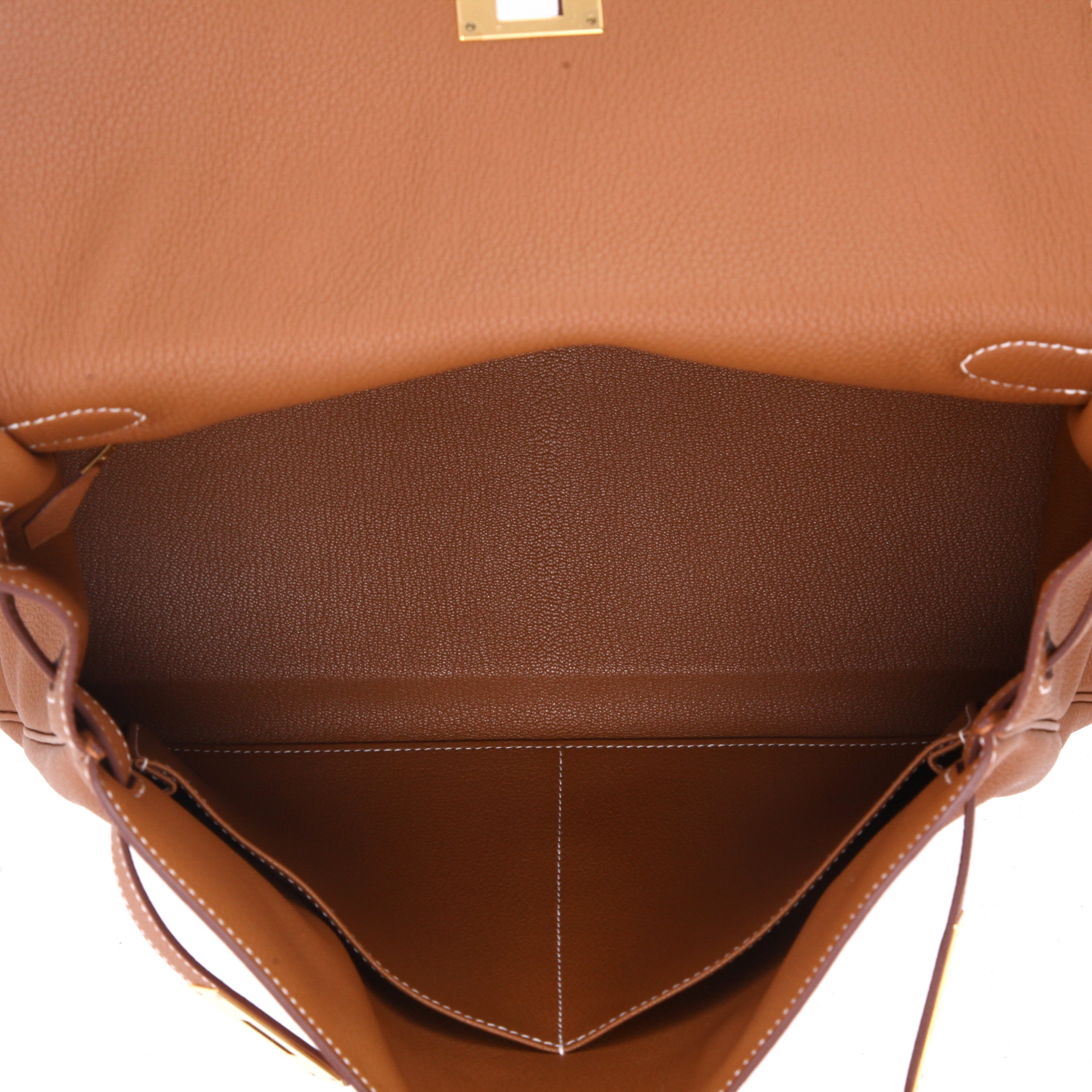 Hermès  Kelly 35 cm handbag  in gold togo leather - Detail D3