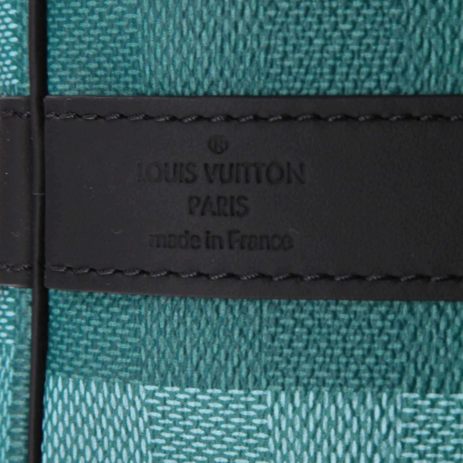Bolsa de viaje Louis Vuitton  Keepall 50 en lona a cuadros revestida verde y amarilla y cuero negro - Detail D2