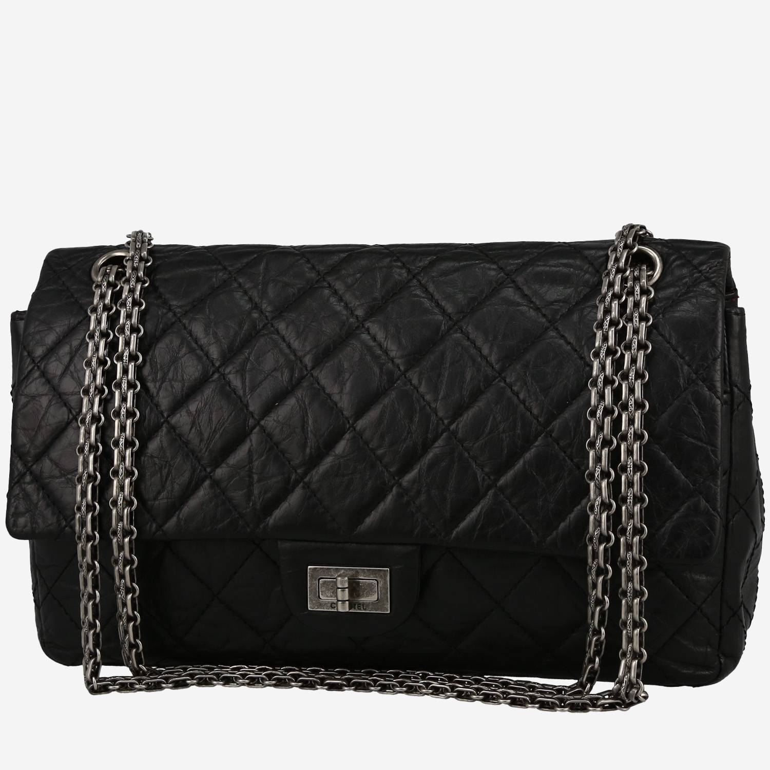 Chanel 2.55 handbag  in black quilted leather