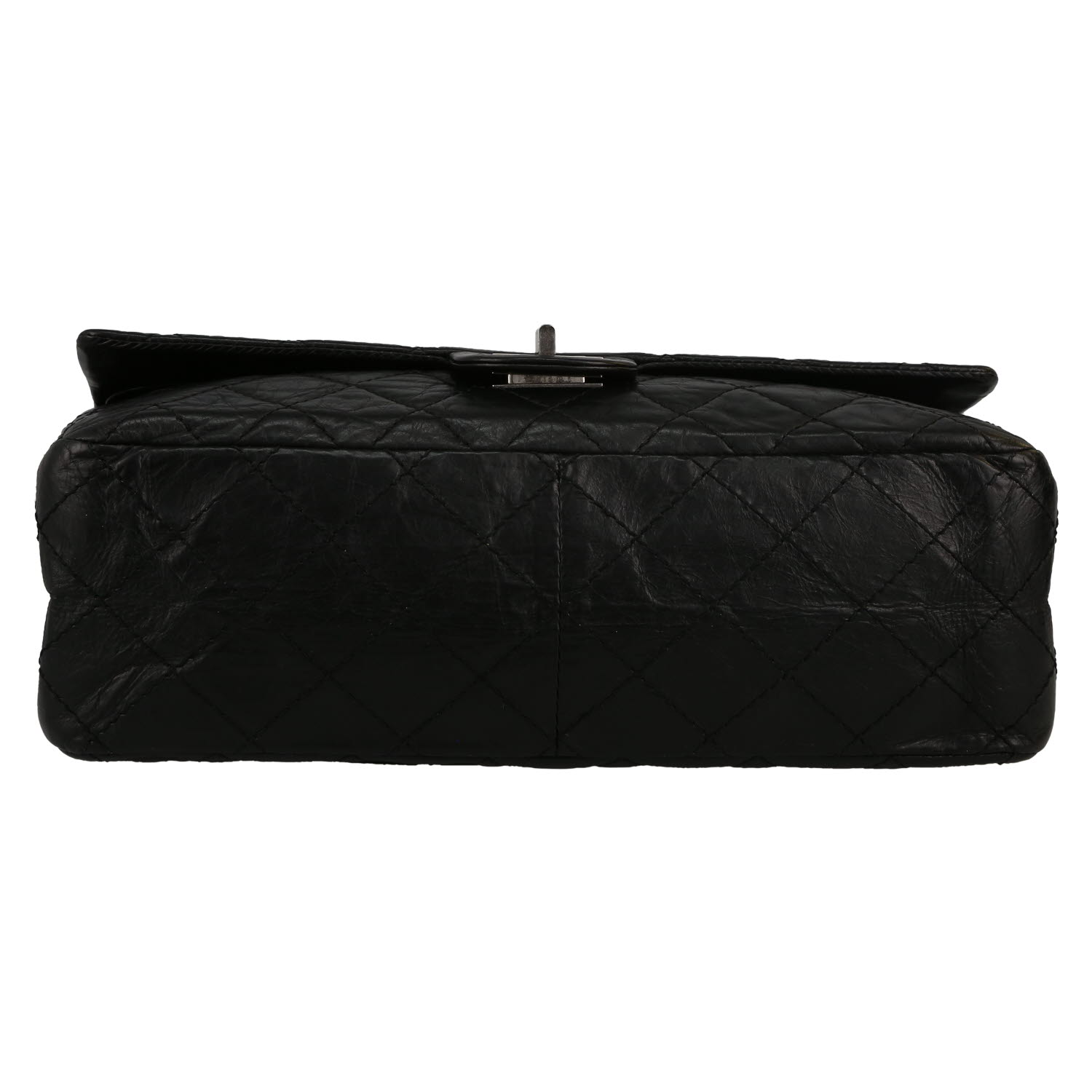 Bolso de mano Chanel 2.55 en cuero acolchado negro - Detail D1