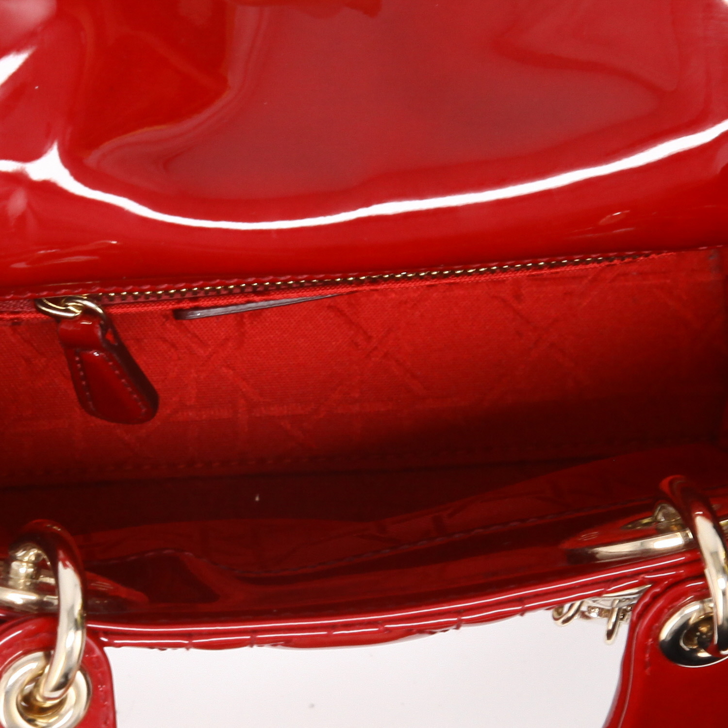 Borsa Dior  Lady Dior in pelle verniciata rossa - Detail D3