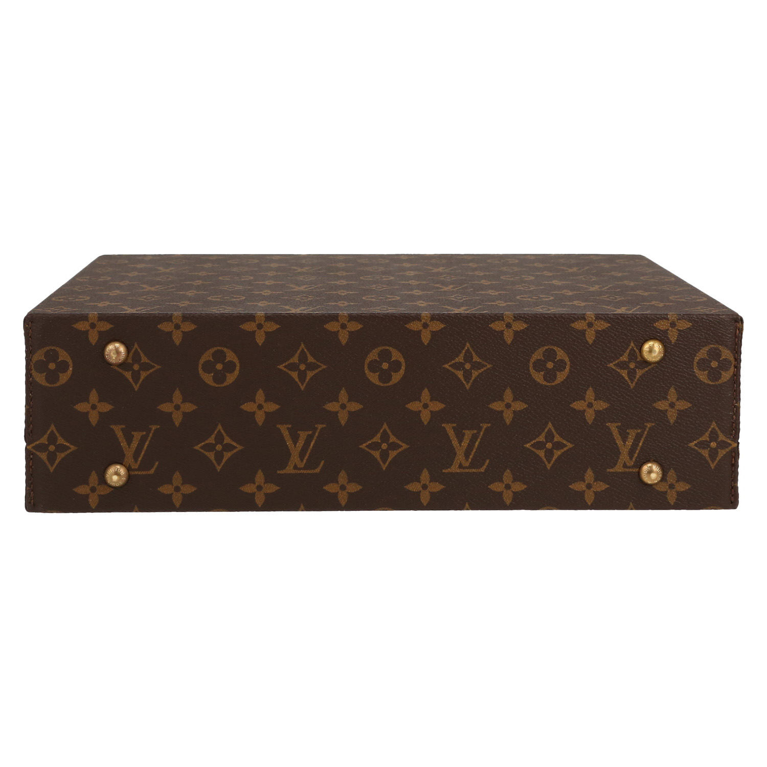 Louis Vuitton  Boite à bijoux briefcase  in brown monogram canvas  and natural leather - Detail D1