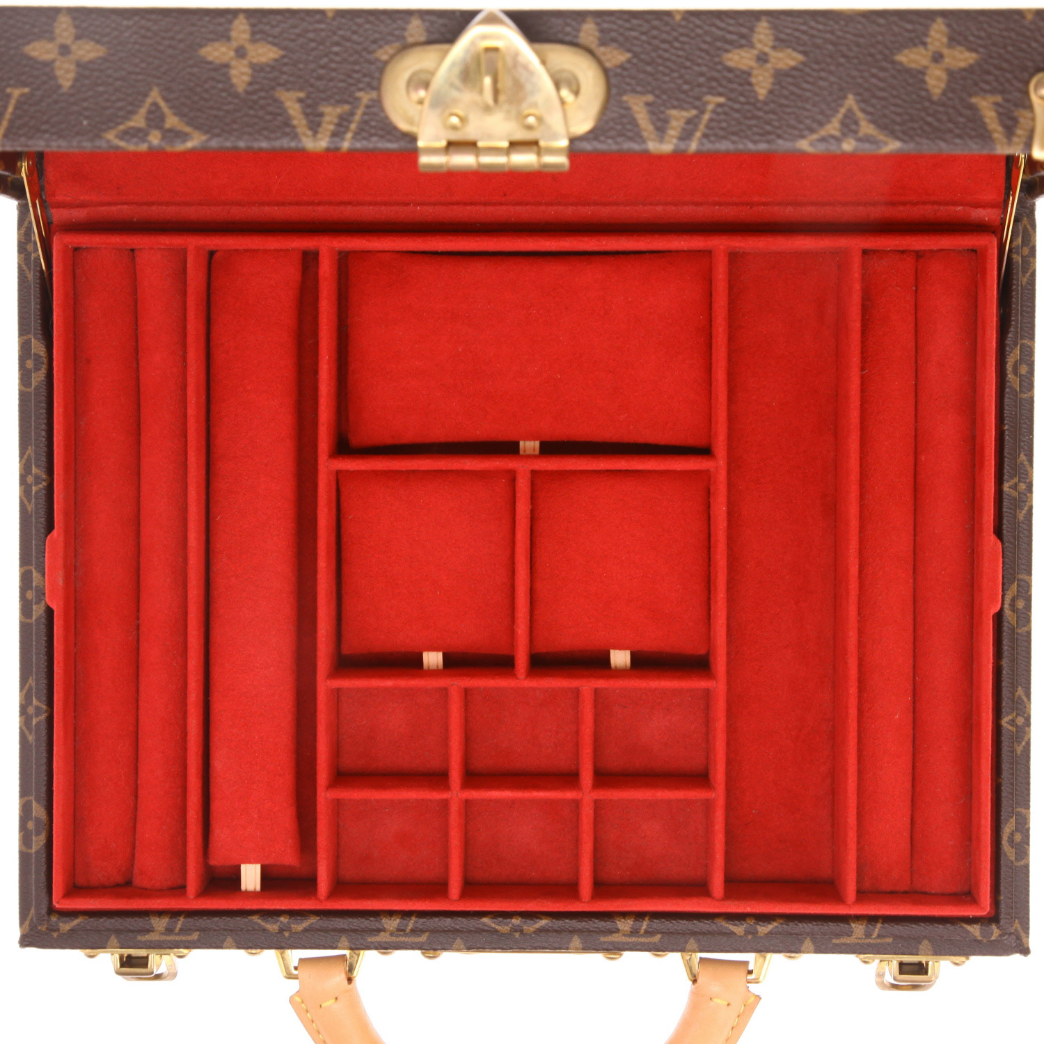 Porta-documentos Louis Vuitton  Boite à bijoux en lona Monogram revestida marrón y cuero natural - Detail D3