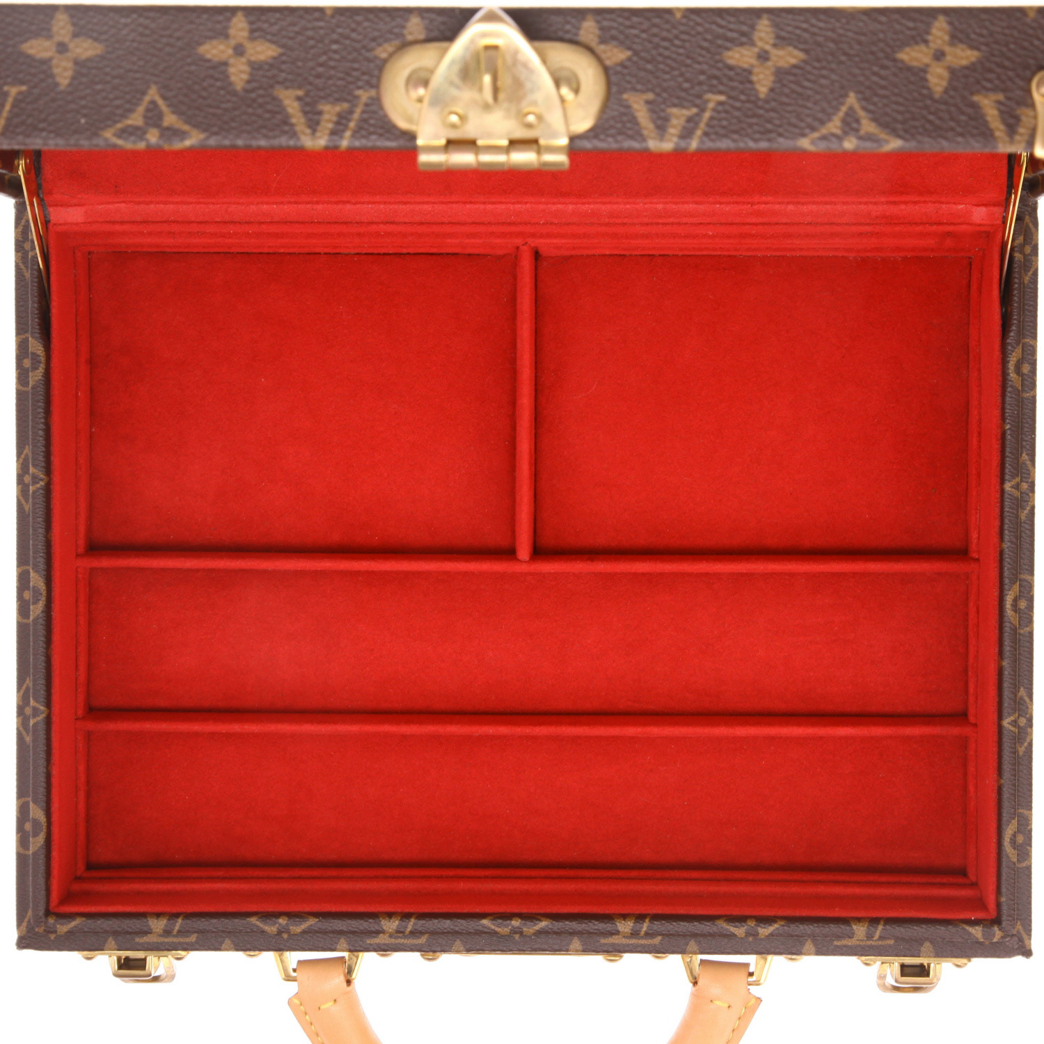 Porta-documentos Louis Vuitton  Boite à bijoux en lona Monogram revestida marrón y cuero natural - Detail D4