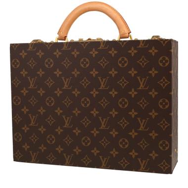 Malette Louis Vuitton  Boite à bijoux en toile monogram enduite marron et cuir naturel