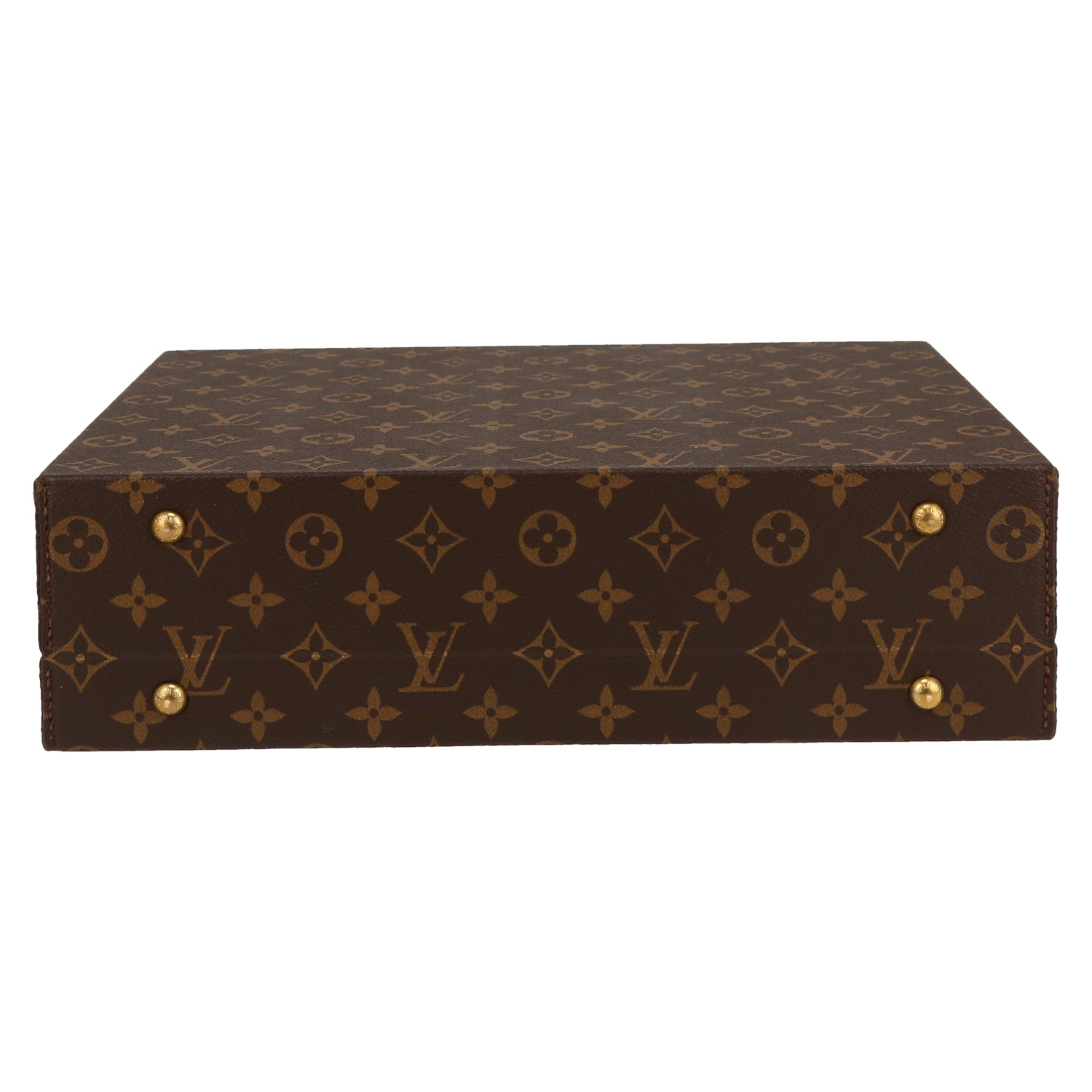 Malette Louis Vuitton  Boite à bijoux en toile monogram et cuir naturel - Detail D1